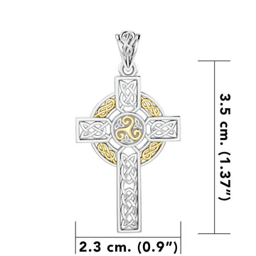 Celtic Cross Sterling Silver with 14K Gold Accent Pendant MPD3969 - Jewelry